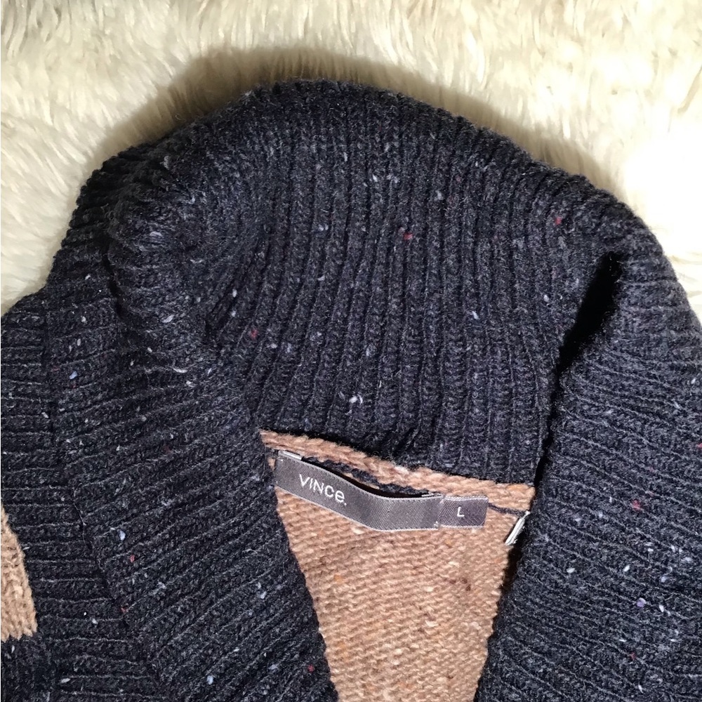 Vince men’s stripe shawl collar wool sweater size large - Picture 11 of 11